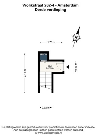 Floorplan - Vrolikstraat 262-4, 1092 TX Amsterdam